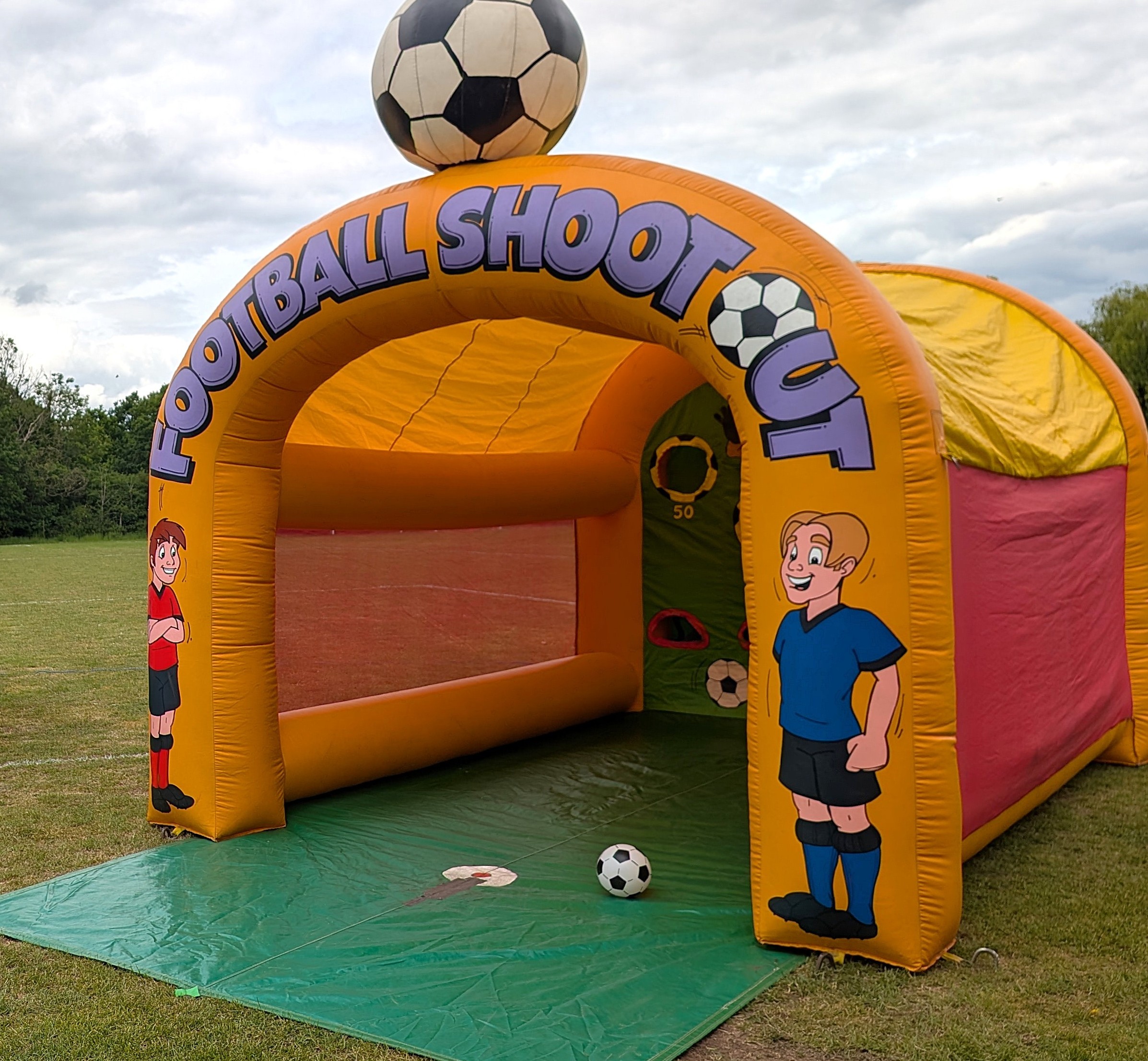 football shootout hire on a field in enfield