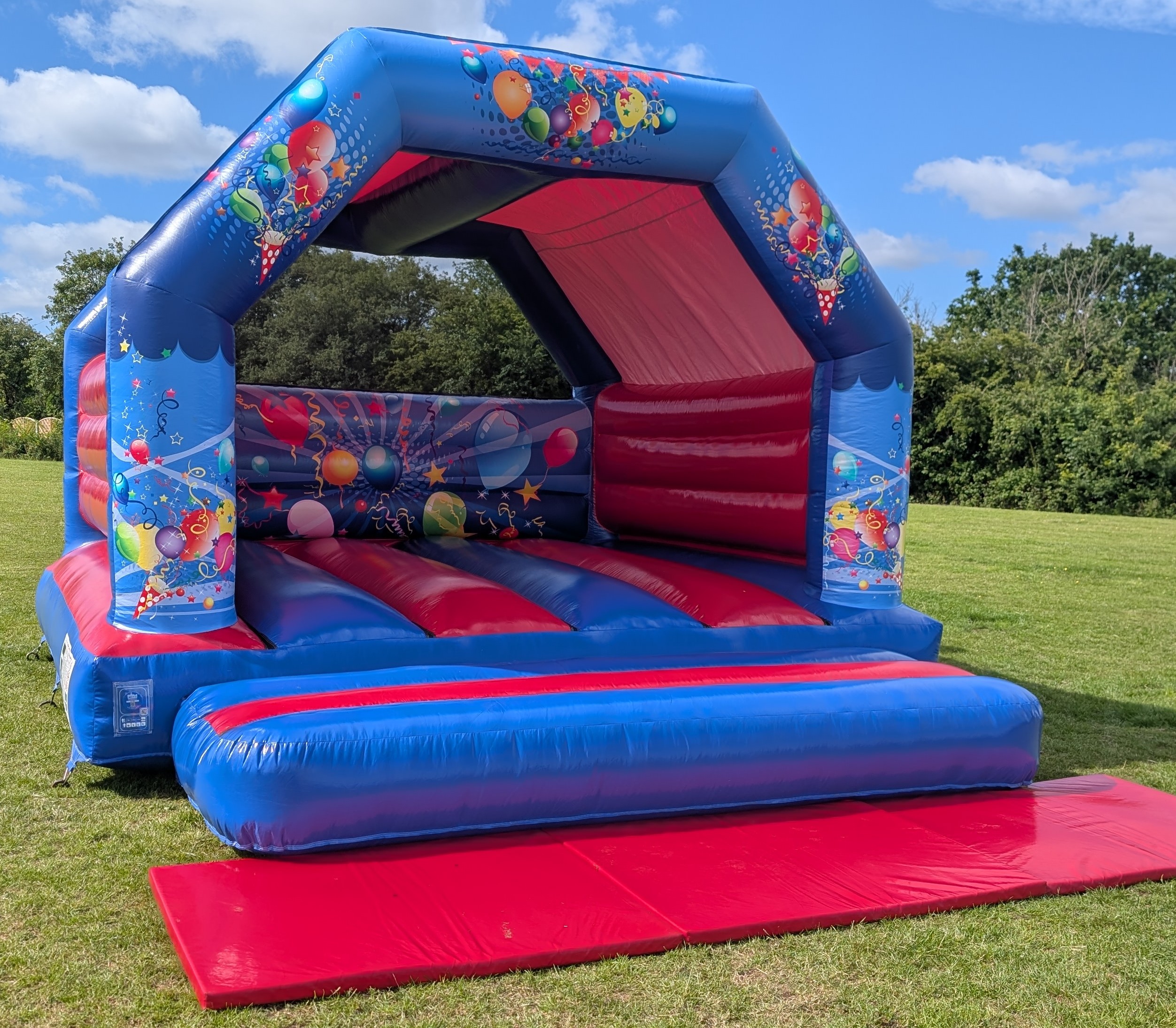 Large party bouncy castle set up outside in bishops stortford
