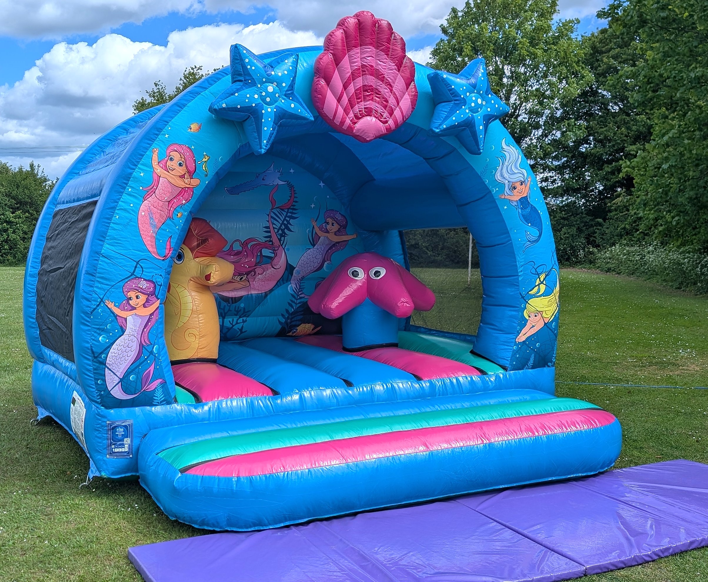 mermaid bouncy castle outside hire at sheering village hall