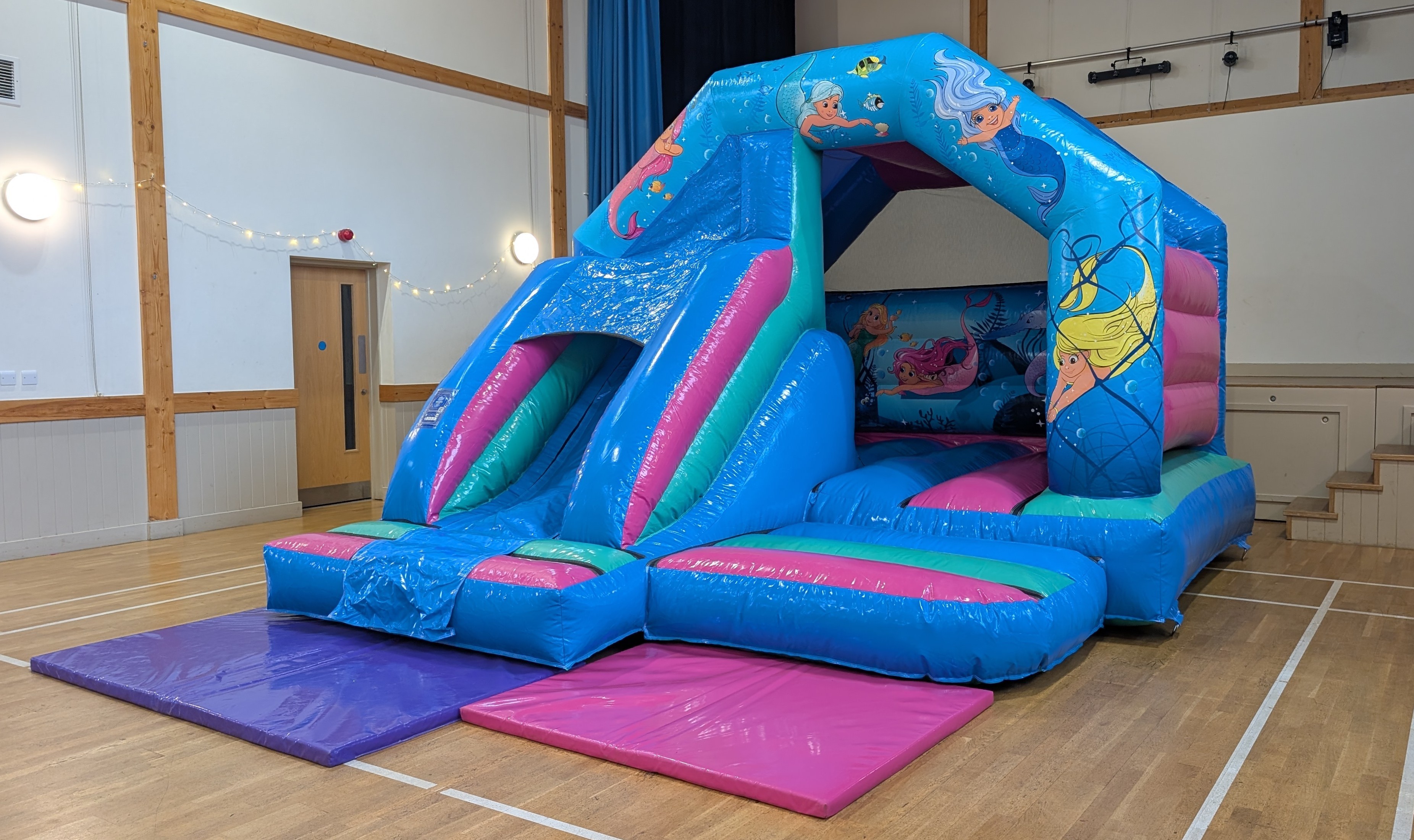 Mermaid bouncy castle with slide hire at Manuden Community Centre