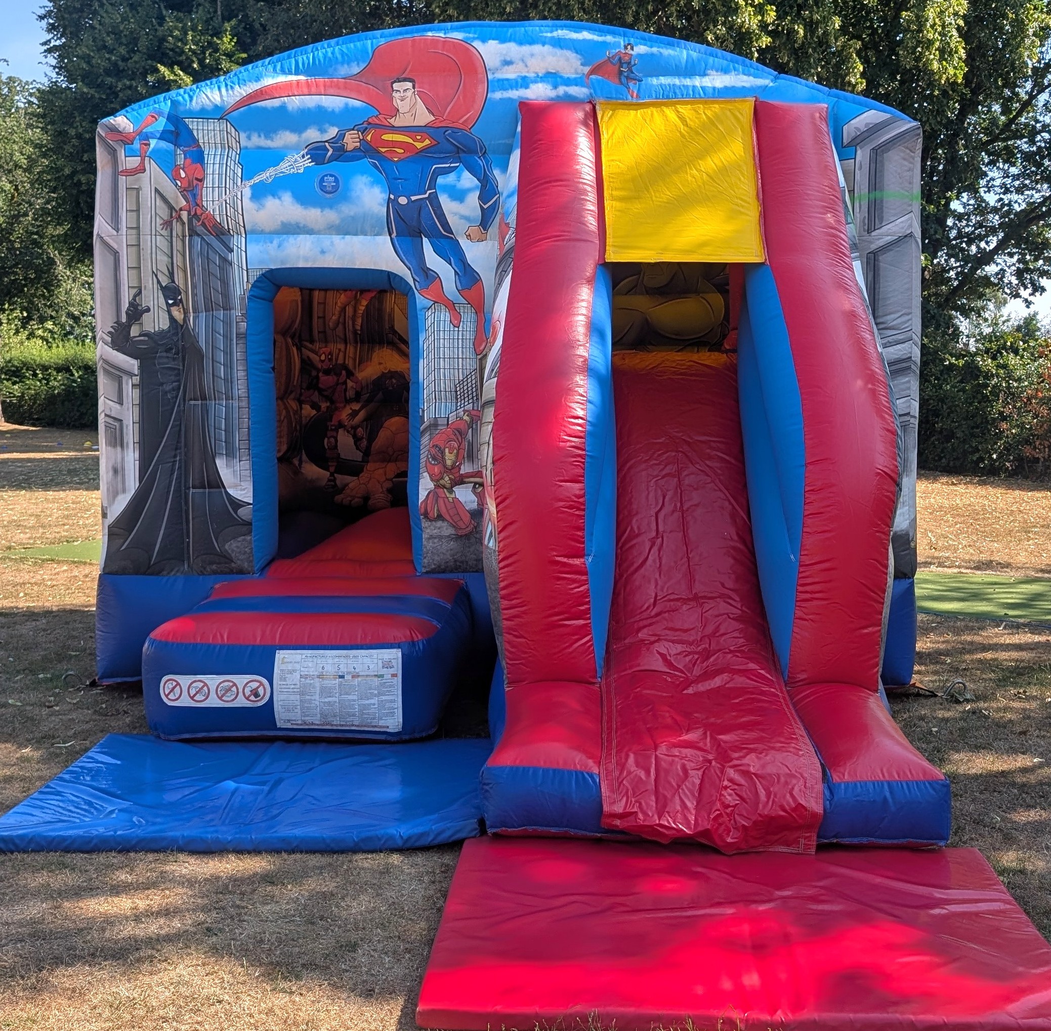 Superhero bouncy castle with slide hire in Harlow Essex