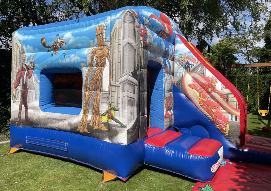 Superhero bouncy castle with slide hire in Harlow Essex